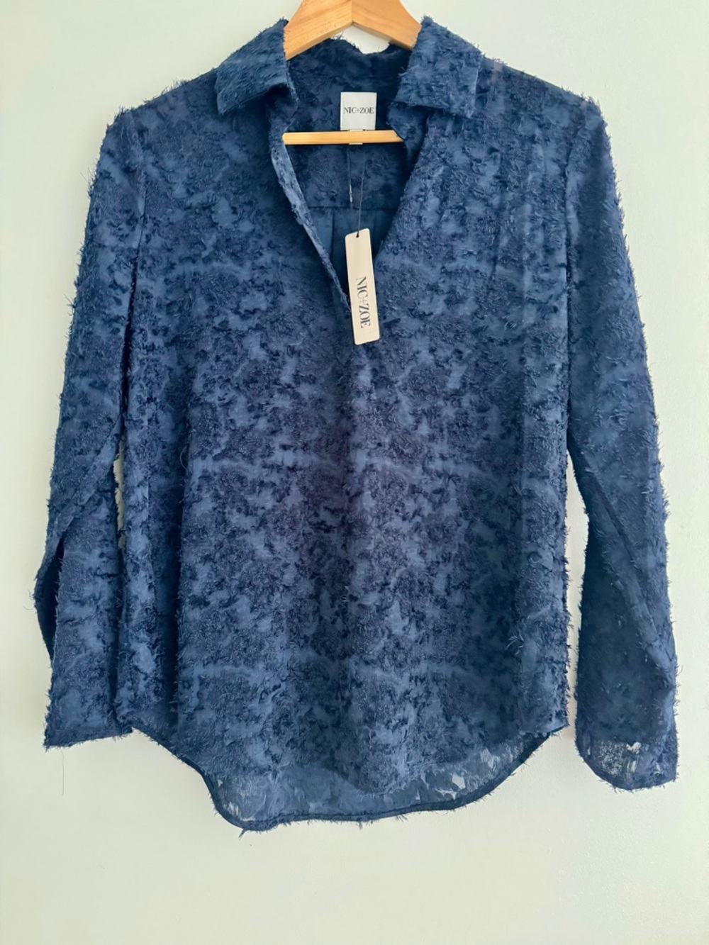 NIC+ZOE Navy Textured Button-Down Shirt